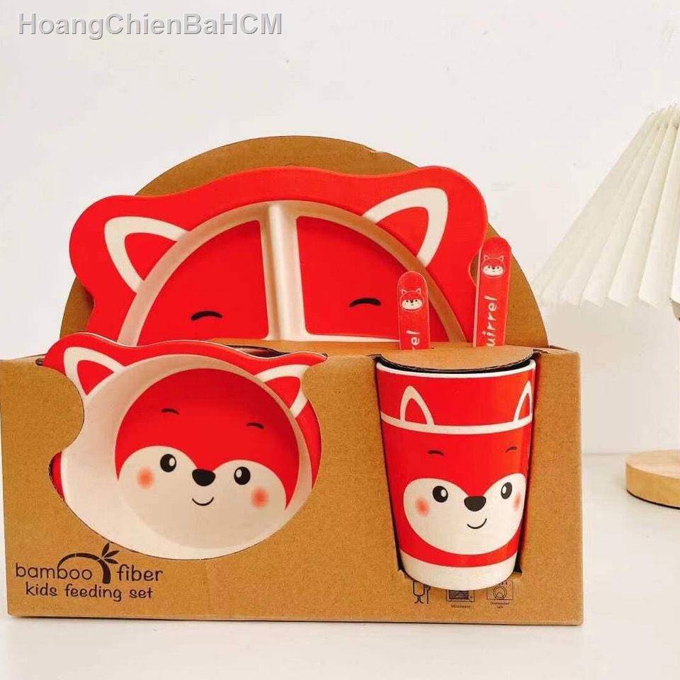 ( rẻ mà chất lượng)Sợi tre đĩa lưới trẻ em một tuổi bộ đồ ăn thức bổ sung bát thìa phim hoạt hình mới biết đi