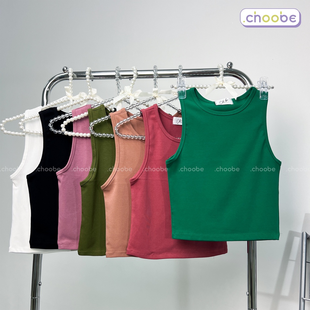 Áo croptop nữ Choobe sát nách ba lỗ thun không tay kiểu ôm body tank top vải cotton co giãn tốt A17