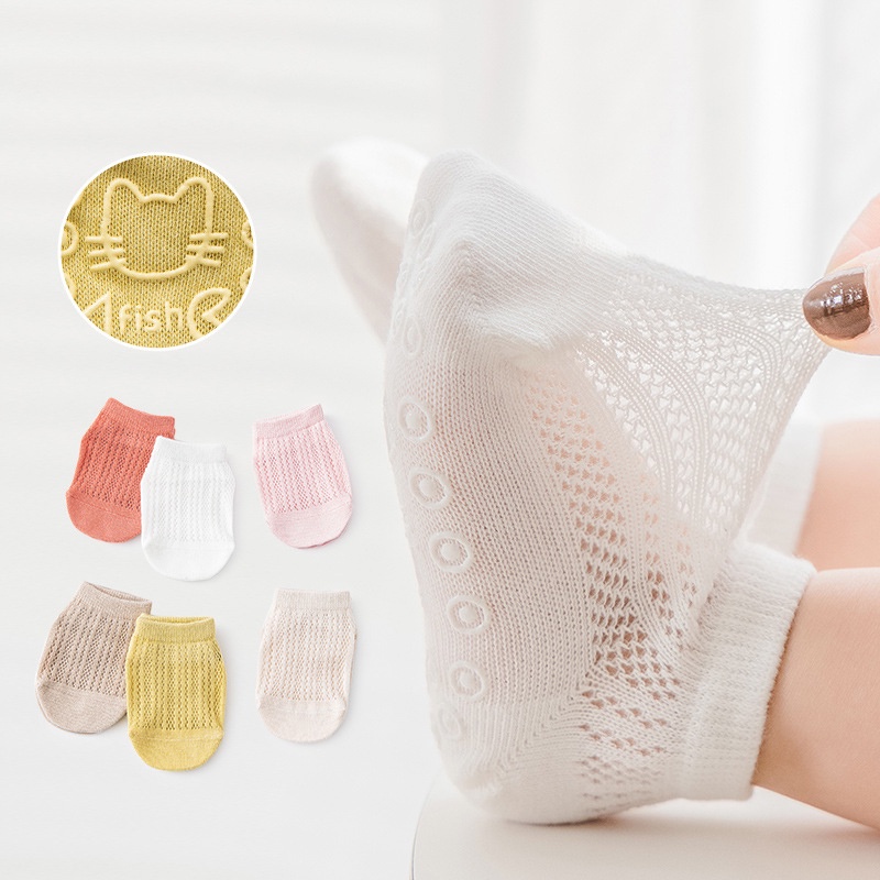 Vớ Cotton Mỏng Cổ Thấp Thoáng Khí Thoải Mái Nhiều Màu Sắc Cho Bé
