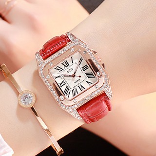 Đồng hồ nữ thời trang dây da, mặt vuông DZG PKHRGE077 (đường kính mặt: 34 mm)