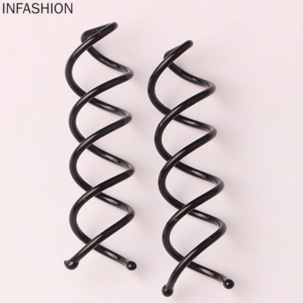 Set 2 Dụng Cụ Búi Tóc Xoắn Ốc Bằng Kim Loại Cho Nữ