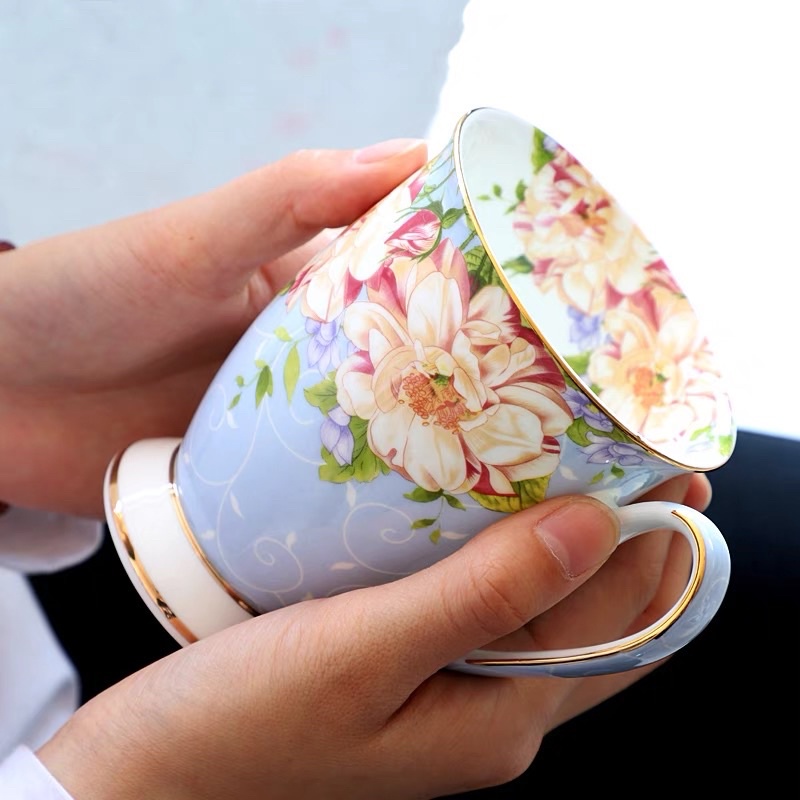 Bộ Ấm Chén, Bộ Bình Pha Trà 2 Màu Xanh, Hồng Kèm Giá Úp Cốc Và Khay