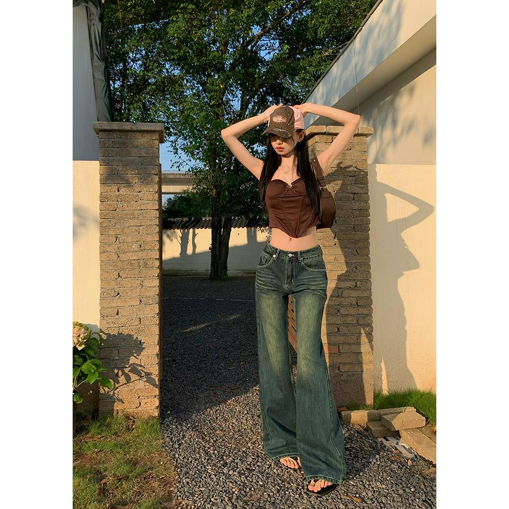 QADCOL Quần Jeans Dài Ống Loe Thời Trang Dành Cho Nữ