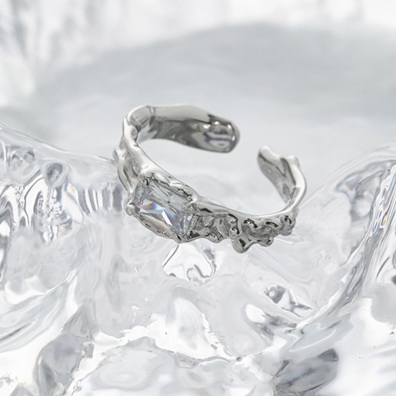 Nhẫn Hở Đính Đá zircon Phong Cách hip hop Cá Tính