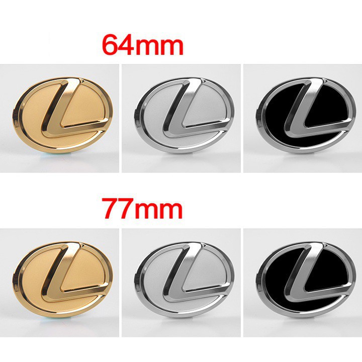 Logo biểu tượng gắn vô lăng cao cấp xe ô tô Lexus - Kích thước 64mm và 77mm - 2 màu: Đen và Bạc