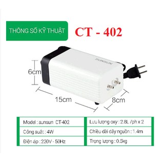 MÁY SỦI KHÍ OXY CHO BỂ CÁ SUNSUN CT-402