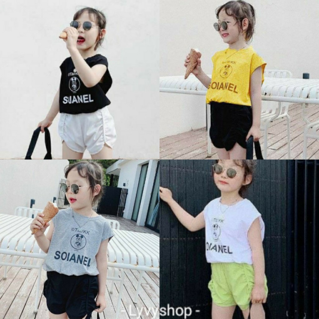 Lyvyshop - (Cotton SG chính phẩm) Bộ quần áo sát nách cho bé gái siêu dễ thương từ 09-28kg