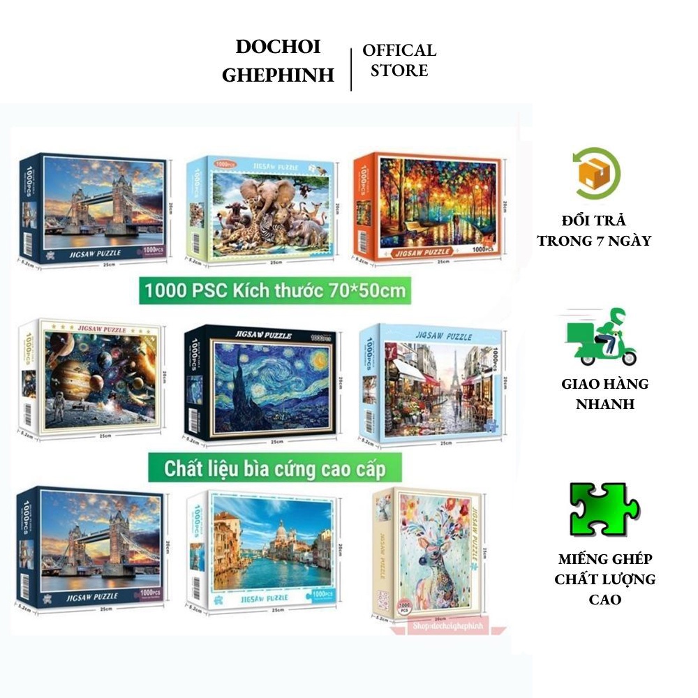 Bộ tranh ghép xếp hình 1000 pcs jigsaw puzzle tranh ghép 70 50cm bản thú - ảnh sản phẩm 1