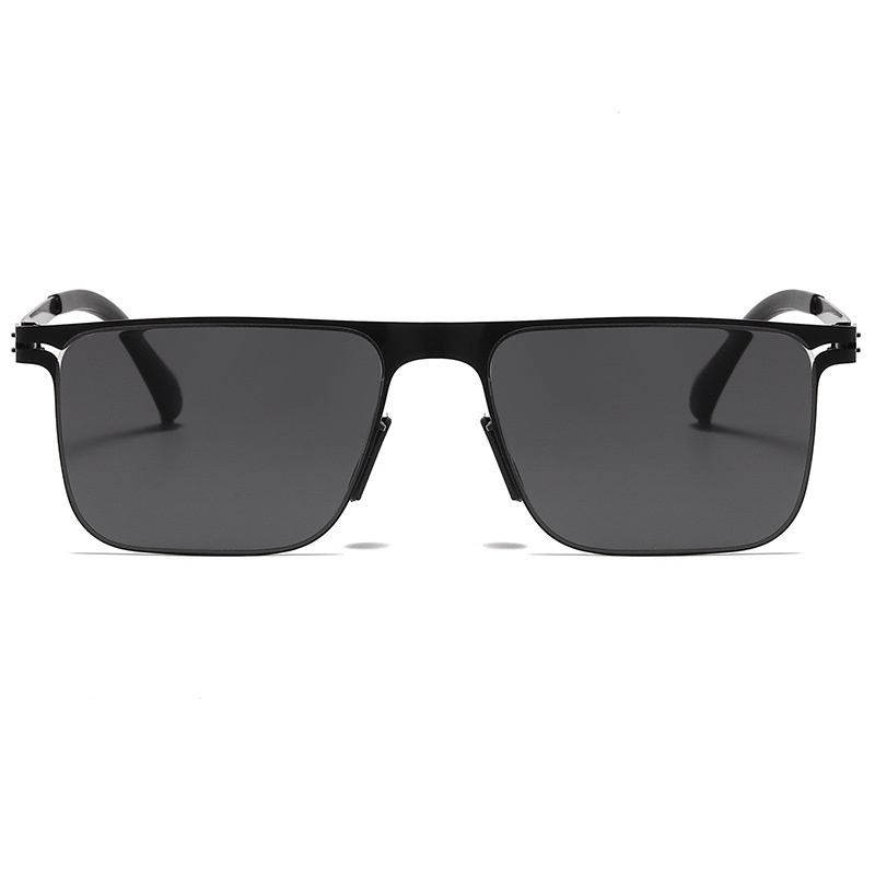 Kính Mát Phân Cực Chống Tia UV Gọng Thép Phối Da Thời Trang Phương Tây Cho Nam