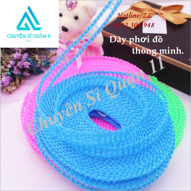 Dây phơi đồ thông minh dài 5m có lỗ chống trượt, tiết kiệm không gian GD412-DayPhoiDo