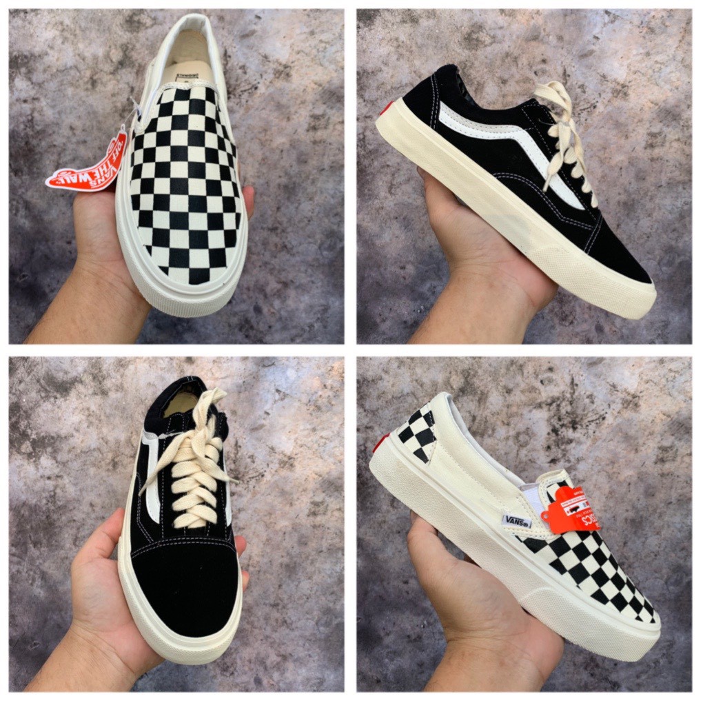 Giày Vans thể thao sneaker nam nữ Van caro đen vault chữ Hot trend