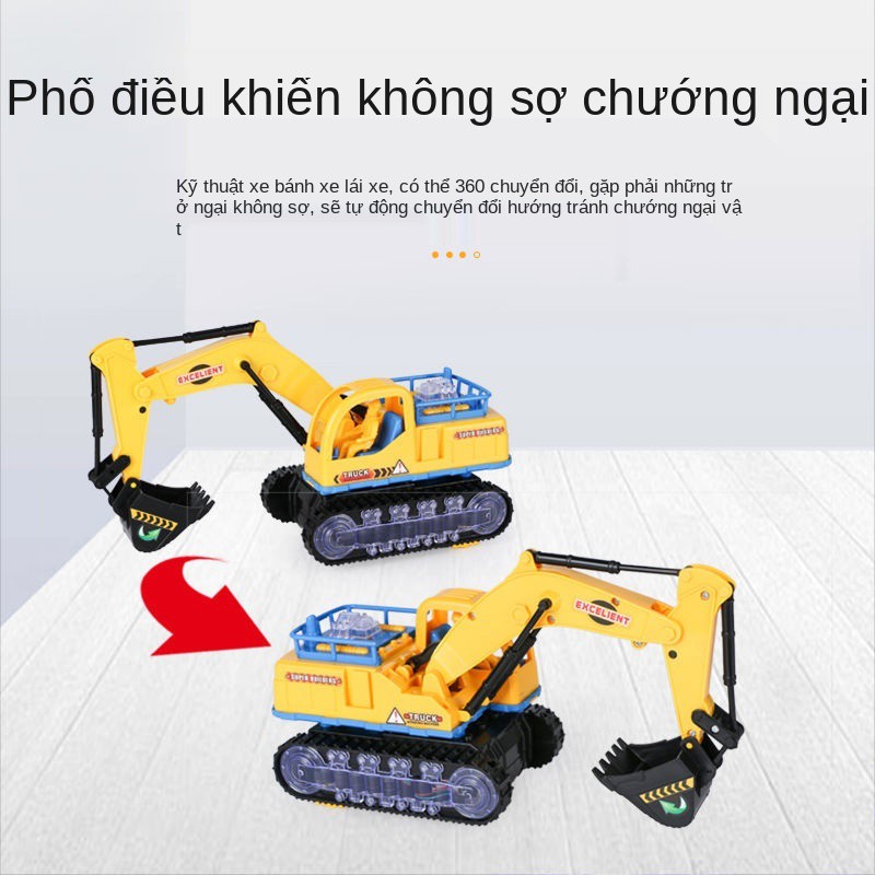 Máy xúc điện trẻ em đồ chơi cậu bé flash nhạc ô tô mô phỏng hình xe kỹ thuật lớn