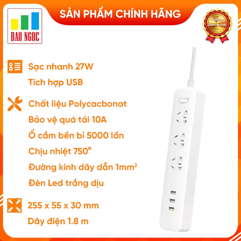 Ổ cắm điện tích hợp sạc nhanh 27W Xiaomi - MJCXB02QM