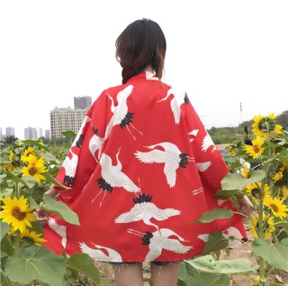 Haori Nữ Nhật Bản Chất Sơ Mi Lụa ( kèm dây cột eo rời )