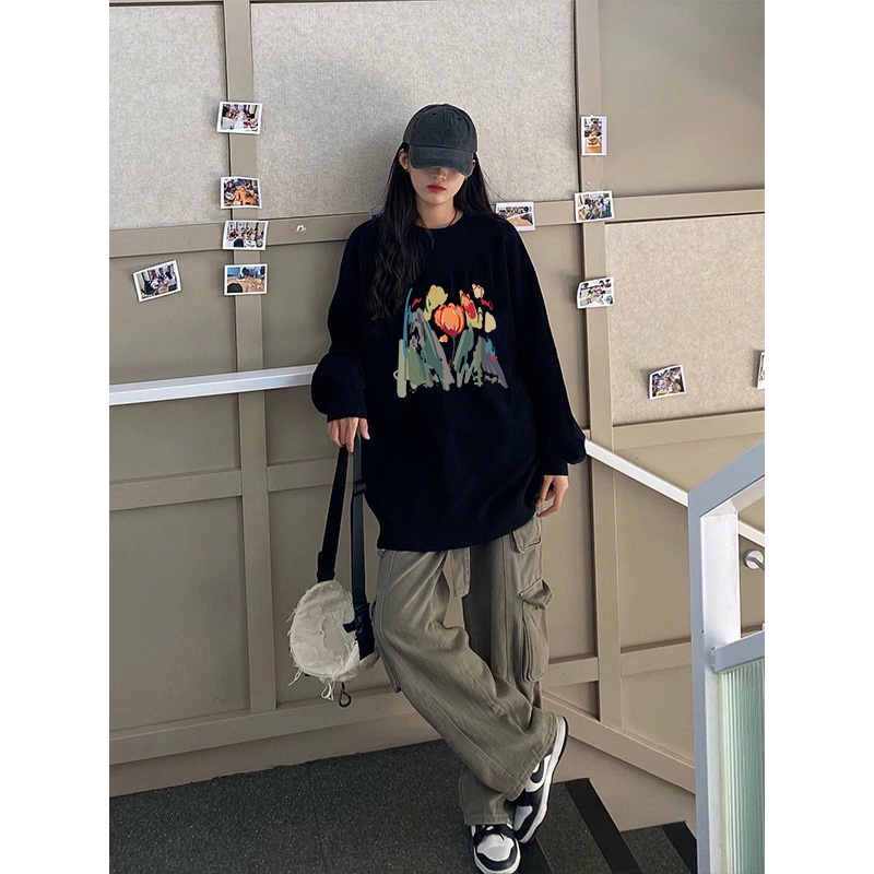 Áo sweatshirt nữ SELVZE tay dài in hình thời trang retro
