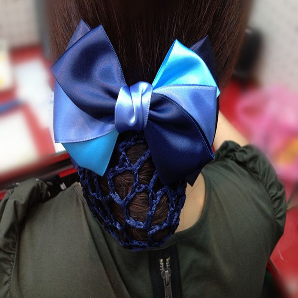 EXPEN Formal Bowknot Women Satin Snood Hair Clip Ribbon Headband Bun Nurse Crochet Net/Multicolor
