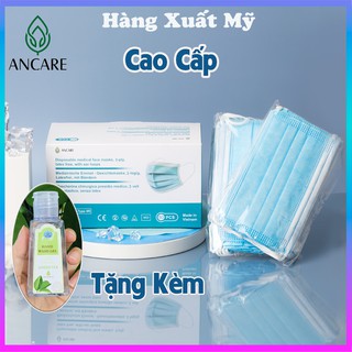 [Tặng Gel] Khẩu Trang Y Tế 3 Lớp Giấy Kháng Khuẩn Ancare Hộp 50 Cái. Tiêu Chuẩn ASTM Level 1 Xuất Khẩu Mỹ