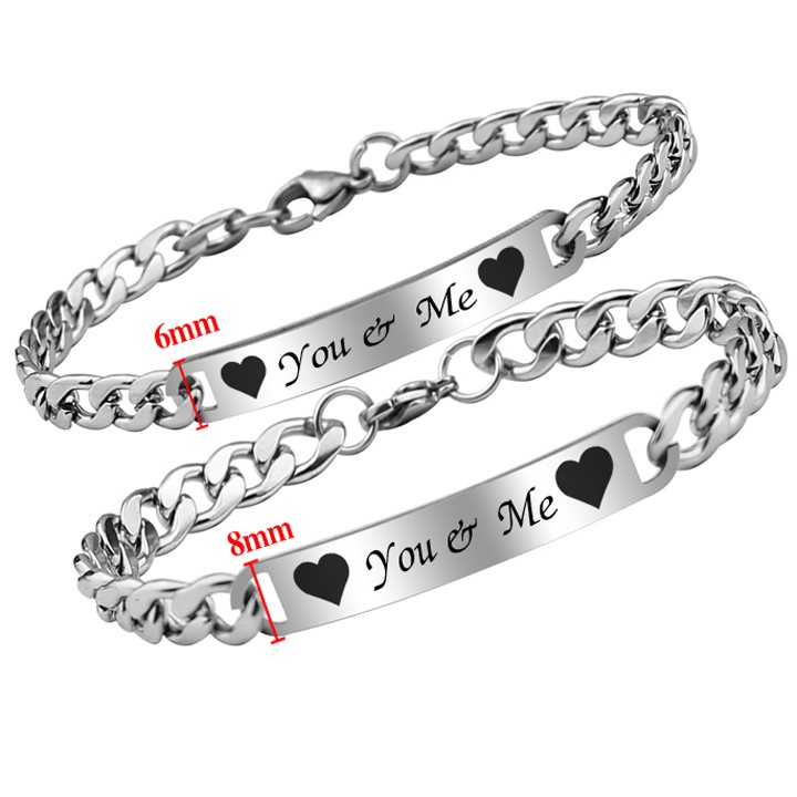 Vòng tay đôi inox không đen dị ứng( 1 cặp)