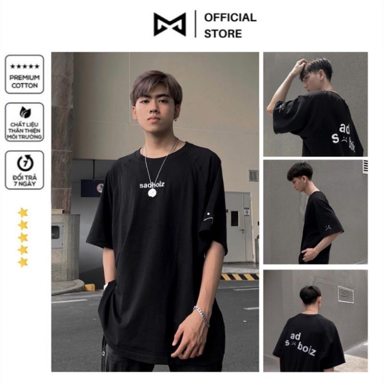 Áo thun tay lỡ Sadboiz mặt buồn Signature unisex form rộng vải cotton co dãn - áo thun nam nữ freestyle GTM Store !