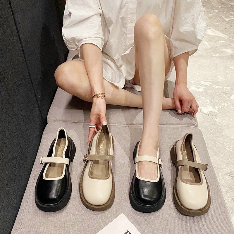 Giày búp bê nữ Viền Basic  đế bằng, chất da mềm, giày lolita phong cách cổ điển