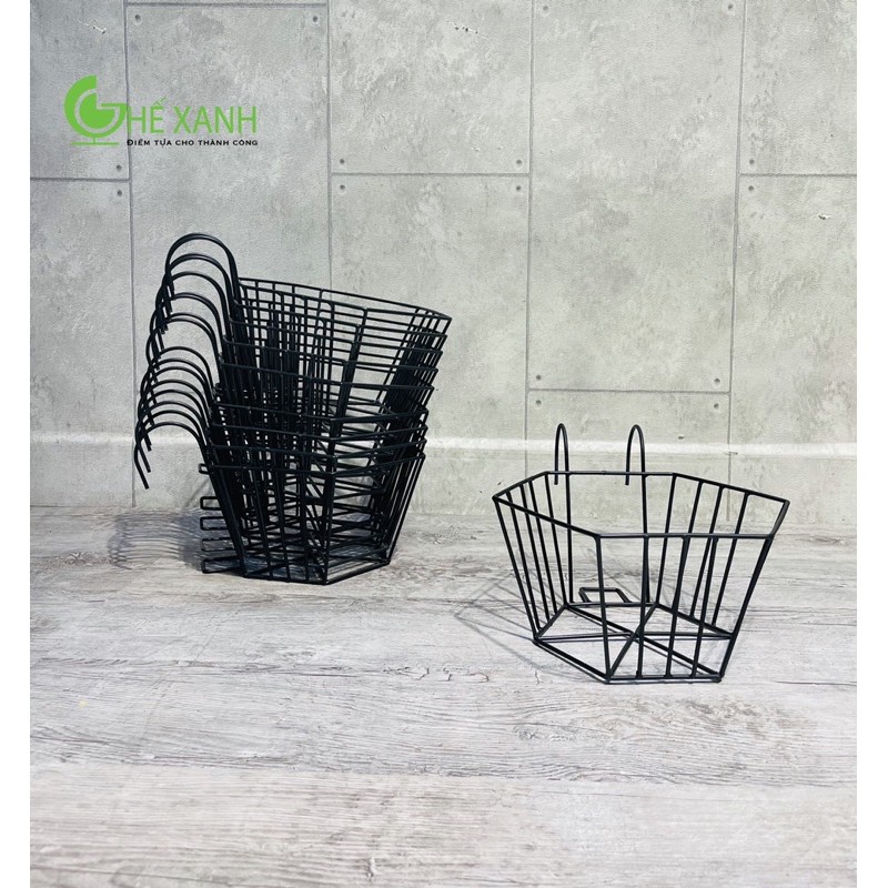 Combo 4 Giỏ sắt dùng treo chậu cây ban công, hàng rào tiện dụng - loại tròn - sắt sơn tĩnh điện