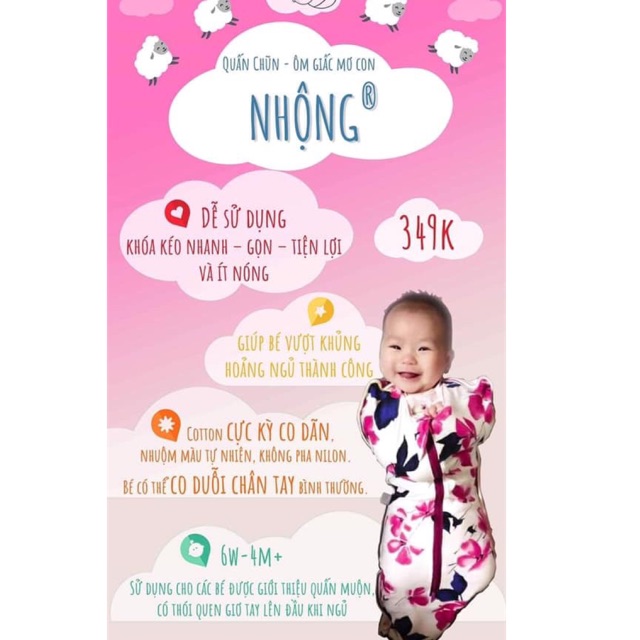 QUẤN NHỘNG CHŨN COCOON GIÚP BÉ NGỦ NGON (kéo xem ảnh để chọn màu size)