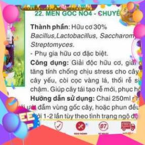 MEN GỐC NO4 250ML - CHUYÊN GIA GIẢI ĐỘC CHO CÂY TRỒNG BỊ NGỘ ĐỘC PHÂN BÓN, NGỘ ĐỘC THUỐC BVTV,...