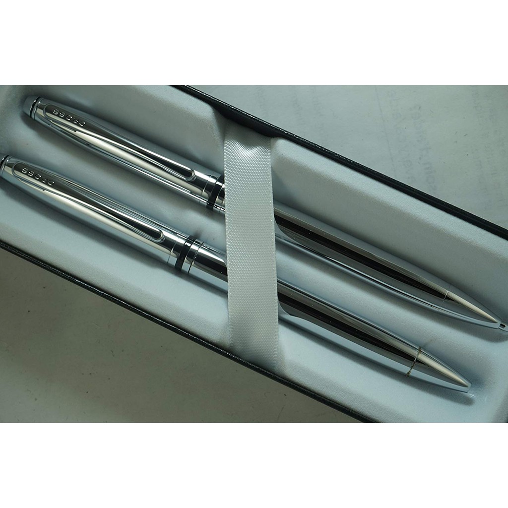 Cặp bút viết cao cấp chính hãng nhập từ Mỹ Cross Avitar Chrome: viết bi + viết chì  làm quà tặng