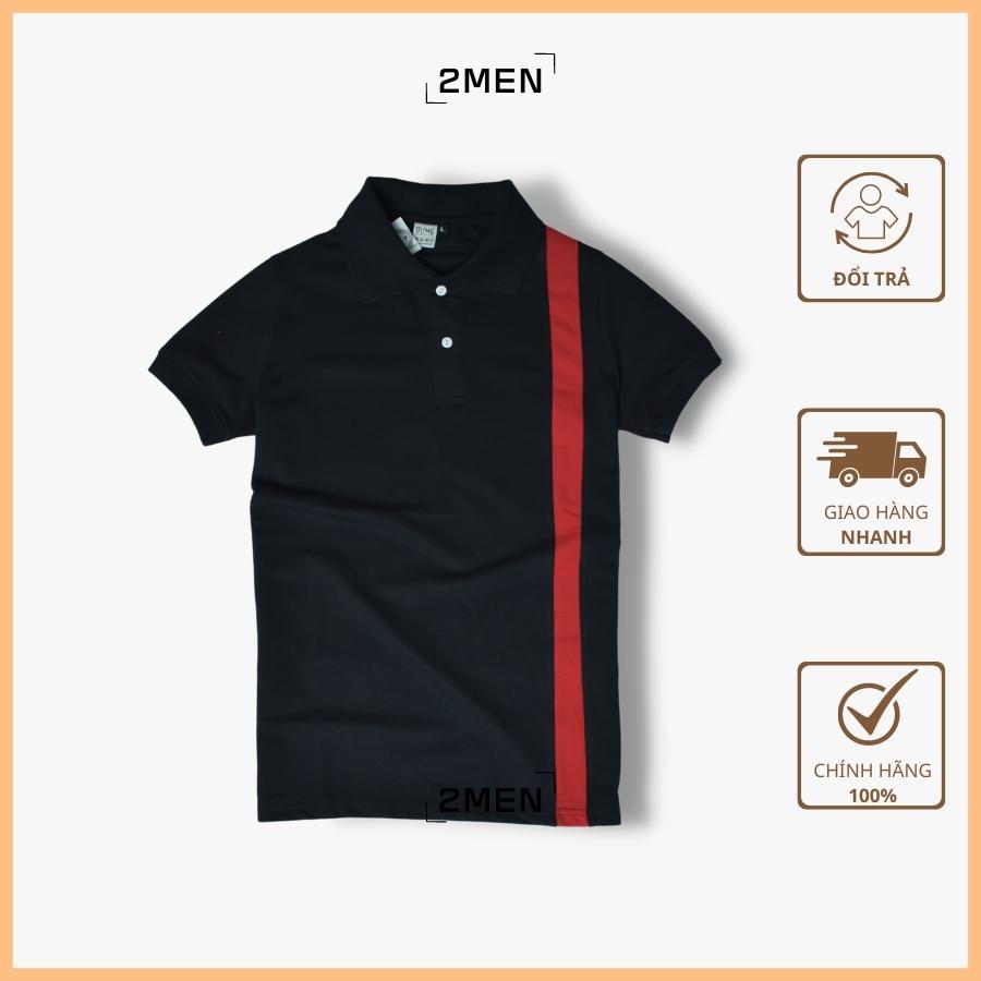 Áo Polo Nam Cao Cấp Vải Cá Sấu Cotton Co Giãn, Áo Thun Nam Tay Ngắn Phối Màu Trẻ Trung Xuất Xịn Dệt Bo Dày Dặn - 2MEN