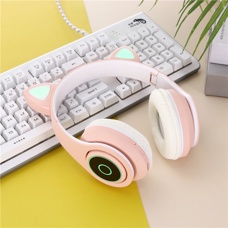 Tai Nghe Bluetooth Không Dây B39M Chụp Tai Có Mic Led 5 Màu , Tai Nghe Mèo Kết Nối V5.0 Gấp Gọn Tiện Lợi
