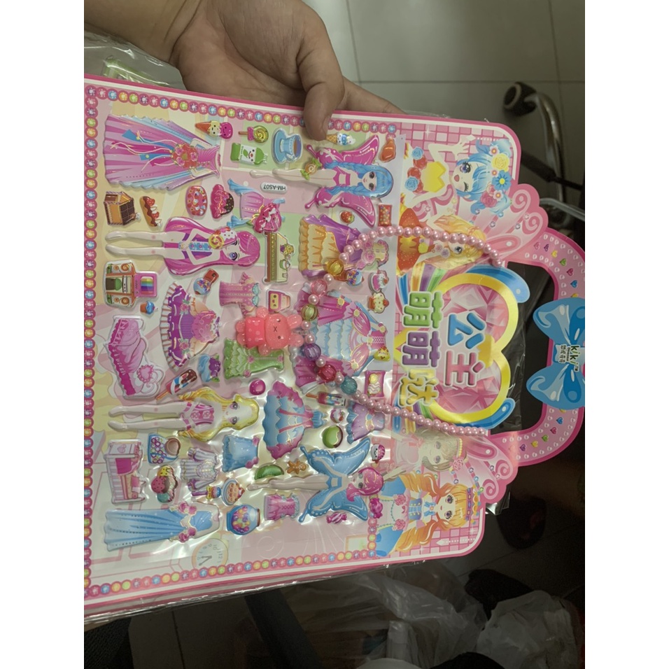 Hình Dán Công Chúa kèm Vòng cổ cute cho bé