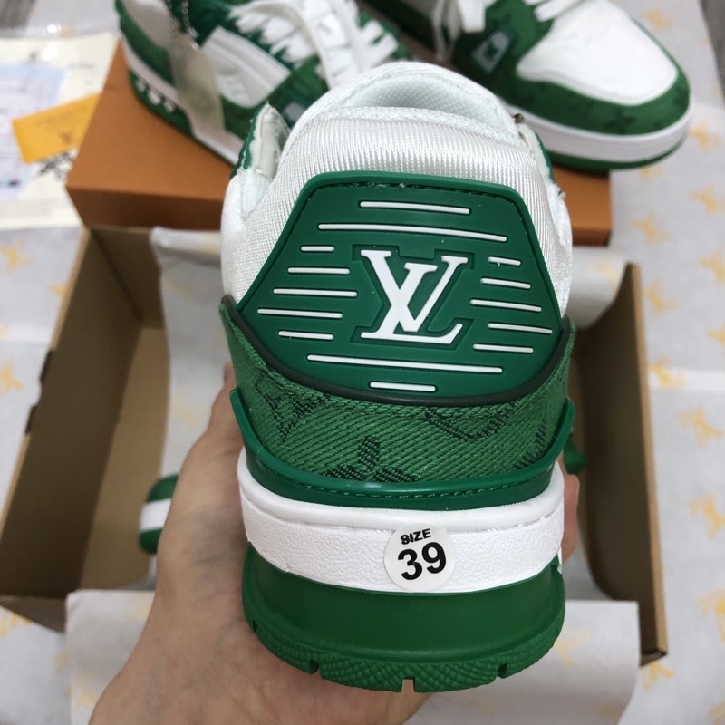 Giày LV Trainer Black White, Giày Sneaker LV Xanh Lá, Đen Trắng Nam Nữ Mẫu Mới Hot Hit 2 Phiên Bản Màu Sắc Hàng Cao Cấp