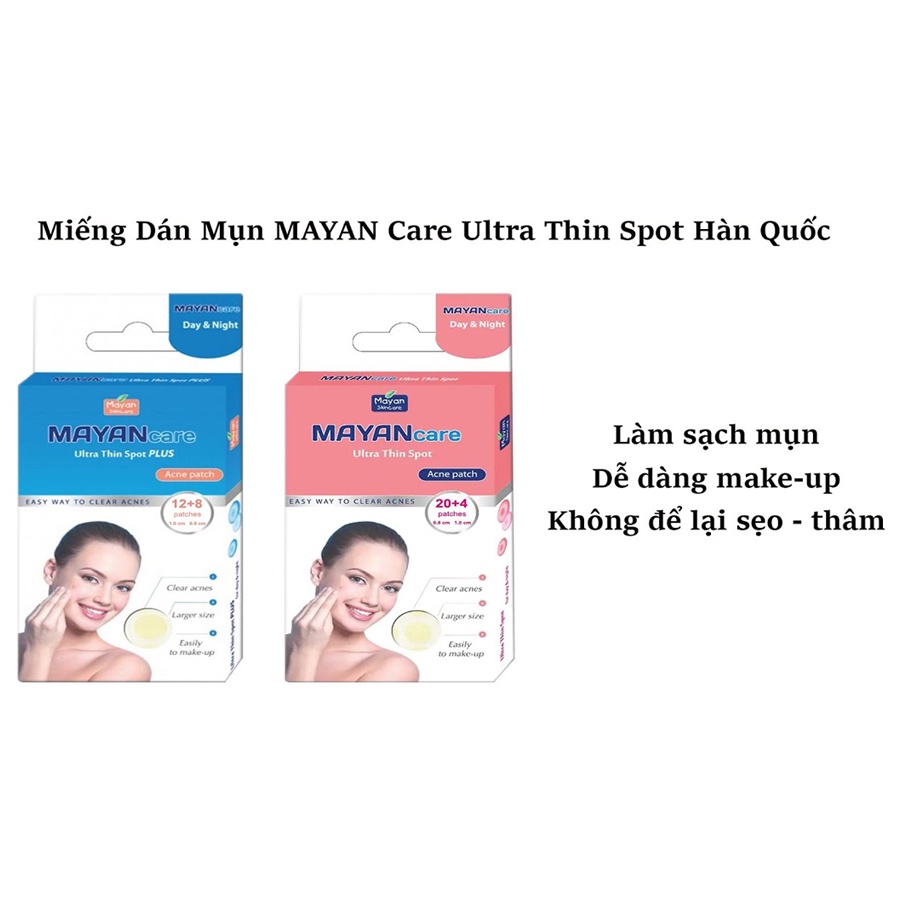 Miếng dán mụn Mayan Care Ultra Thin Spot (Plus) (Hàn Quốc) hút sạch mụn, bụi bẩn, giảm mụn sưng, ngừa sẹo, thâm mụn