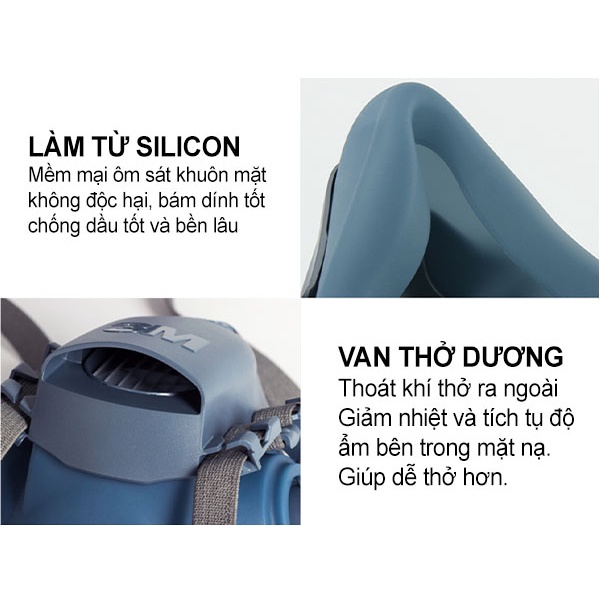 Mặt nạ phòng độc 3M 7502-7 món lọc hơi hữu cơ, dùng phun sơn, phòng khói độc, phòng cháy, sản xuất nhựa, cao su, tơ sợi