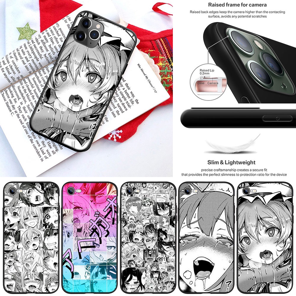 Ốp điện thoại silicon mềm in hình cô gái anime Ahegao thích hợp cho iPhone 5 5S 6 6S 7 8 11 Pro Max Plus SE XR DX3