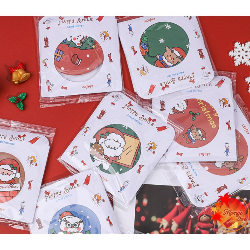 Gương Mini Cầm Tay Bỏ Túi Chủ Đề Giáng Sinh Đỏ Red Christmas