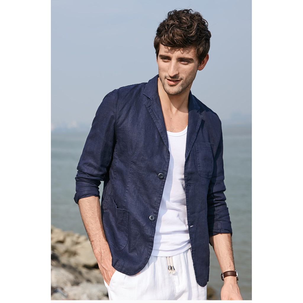 Áo vest Blazer Linen nam dáng lửng, thời trang phong cách trẻ trung | BigBuy360 - bigbuy360.vn