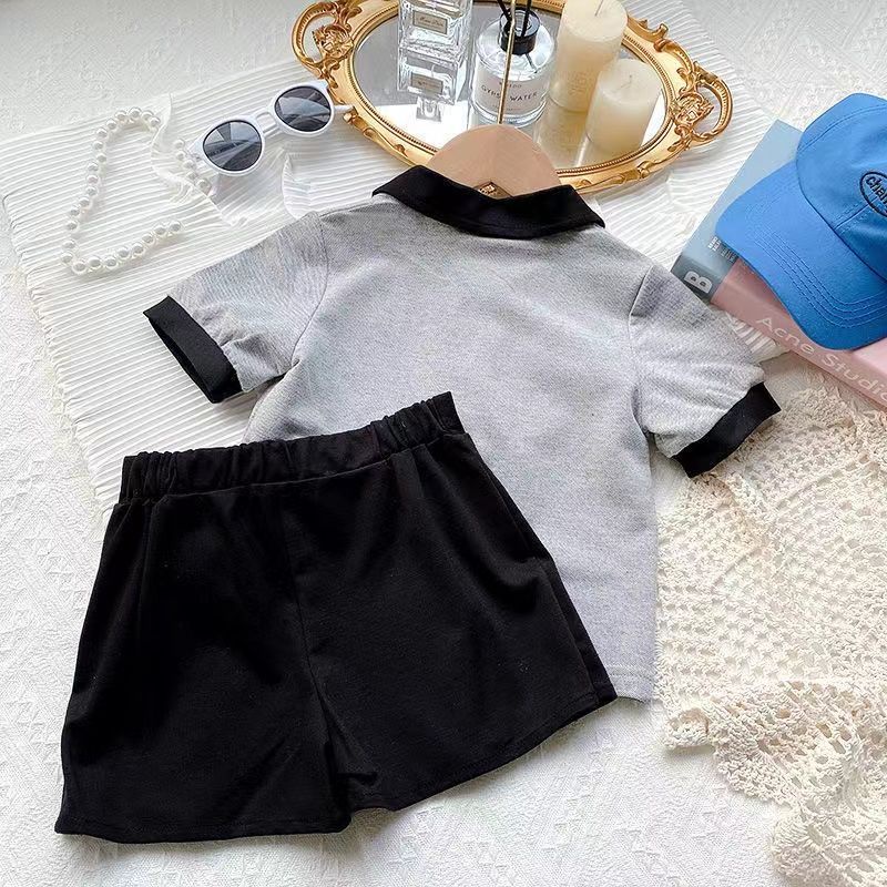 Bộ Áo Thun POLO Tay Ngắn Kèm Quần Culottes Thời Trang Mùa Hè Dễ Thương Cho Bé Gái