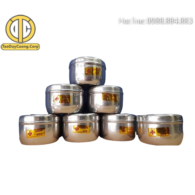 Hộp Inox tròn đựng bông gòn, lưu mẫu vật phẩm các size