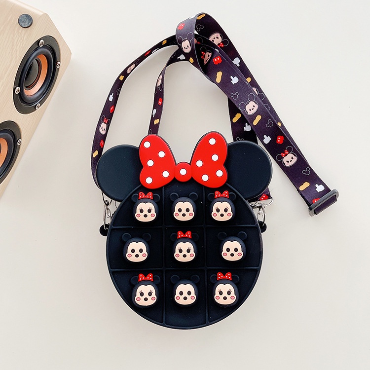 Pop It Đồ Chơi Fidget Spinner Mickey Minnie Túi Bong Bóng Nhấn Bằng Silicon Có Dây Đeo Cho Trẻ Em