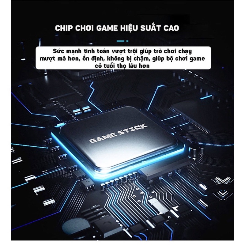 Máy chơi game điện tử 4 nút cầm tay Game Stick 4K HDMI sẵn 821 trò trơi, tay cầm không dây