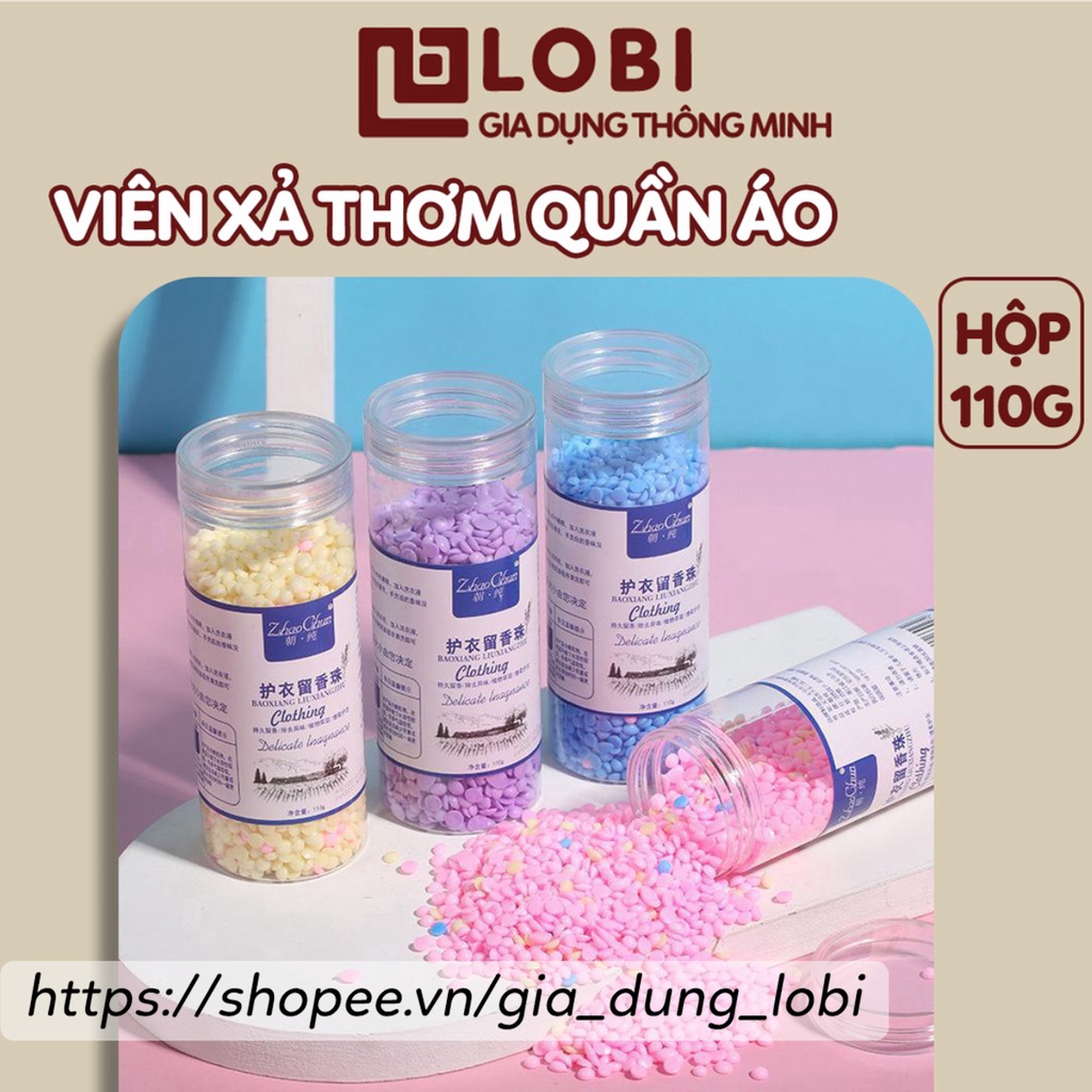 Viên xả làm thơm quần áo nội địa trung, hạt xả thơm làm mềm vải hương nước hoa hộp 110g