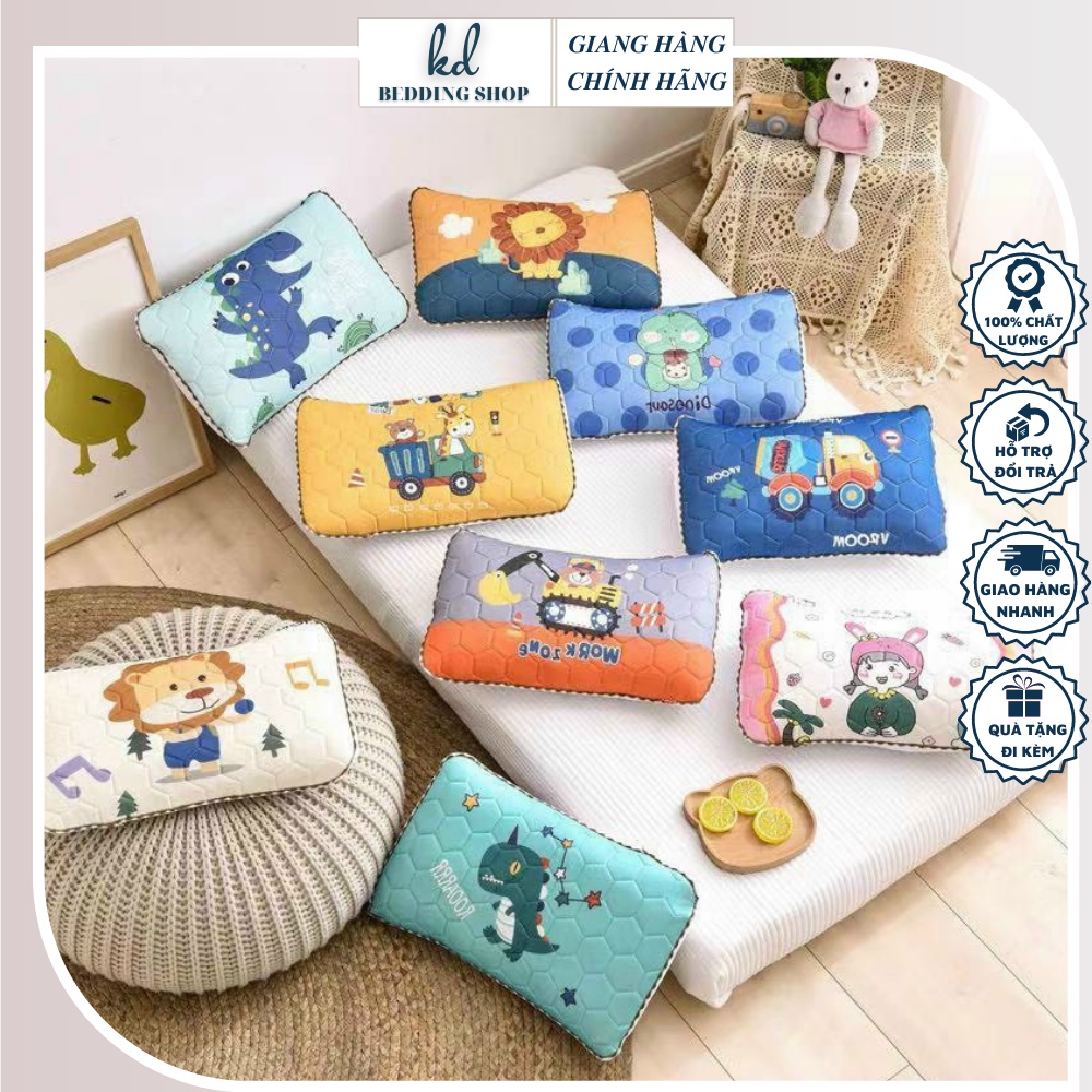 Gối cao su non cho bé đi học, gối nằm trẻ em dễ thương cao cấp KD BEDDING kích thước 30cm x 50cm ngộ nghĩnh (Ruột bông)