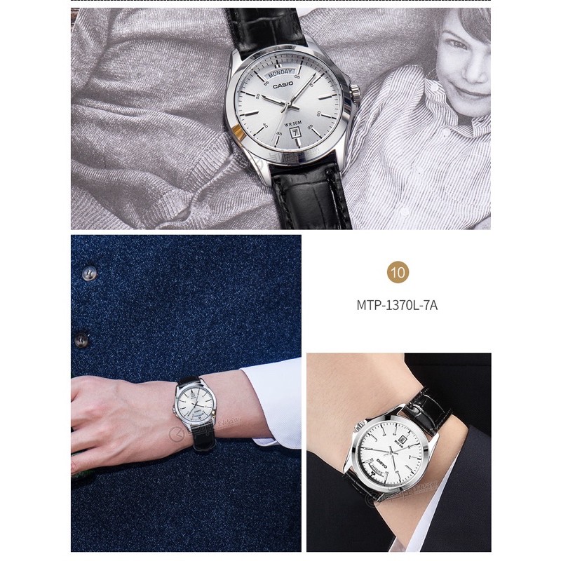 Đồng hồ nam dây da Casio chính hãng Anh Khuê MTP-1370L-7AVDF