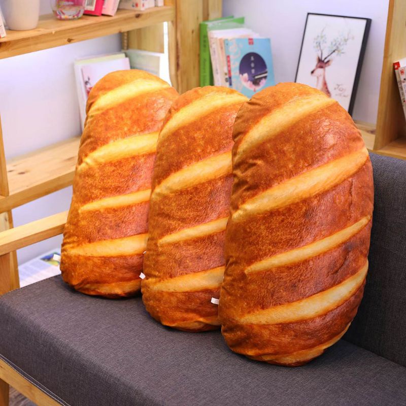 Gối Tựa Lưng Nhồi Bông Hình Bánh Mì Bơ 3D Mềm Mại Vui Nhộn Dùng Làm Quà Tặng Sinh Nhật Cho Bé