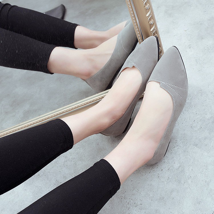 [Hàng cao cấp] Giày búp bê nữ đế bằng da lộn vá mũi xinh xắn - Giày bệt nữ cho học sinh,sinh viên | BigBuy360 - bigbuy360.vn