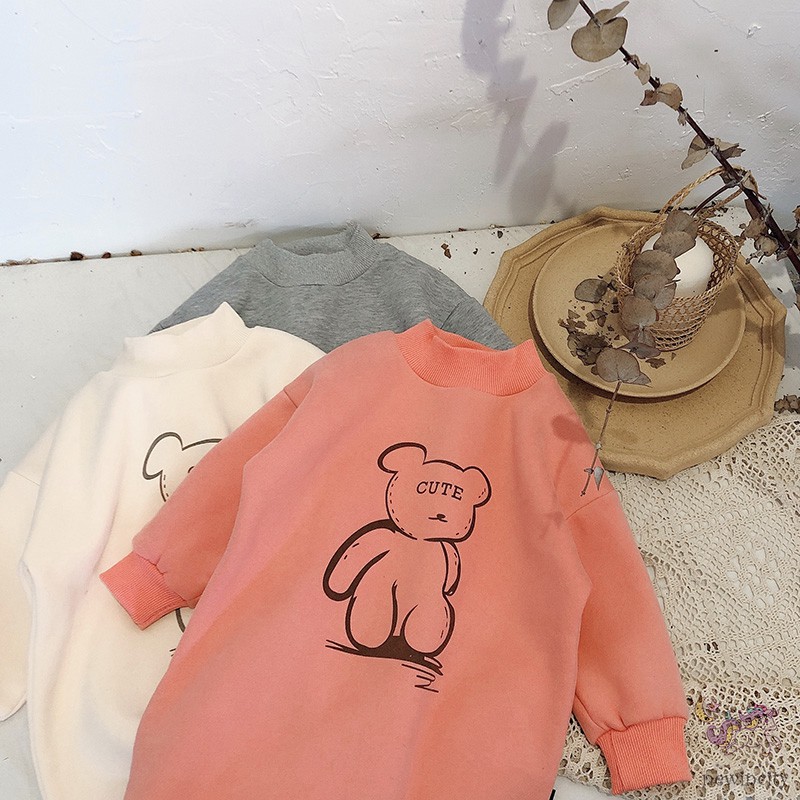 Đầm tay dài in hình hoạt hình xinh xắn cho bé