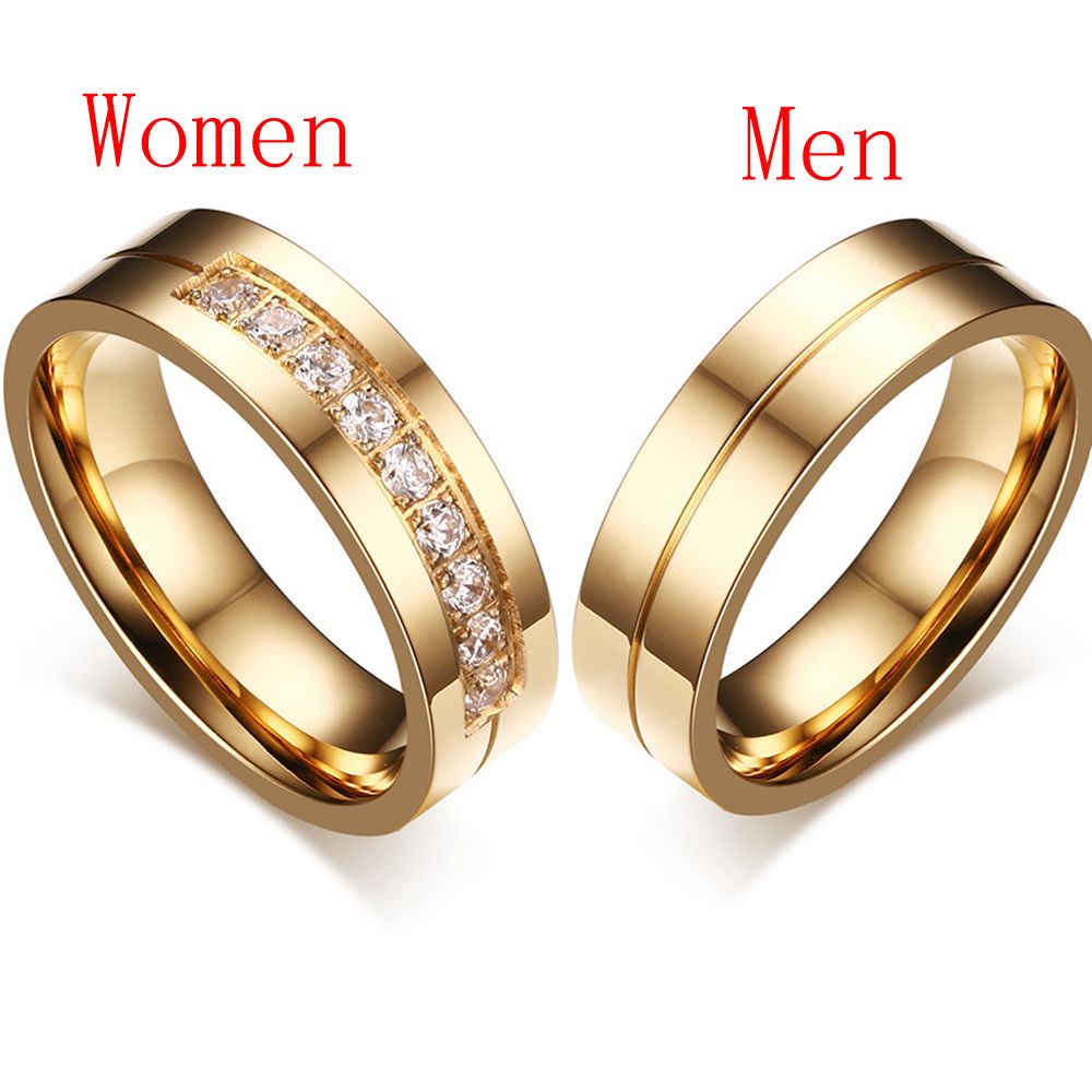 Nhẫn Đính Đá Zircon 18K Thời Trang Sang Trọng Cho Nam Và Nữ|Nhẫn Thép Không Gỉ AAA CZ Mới