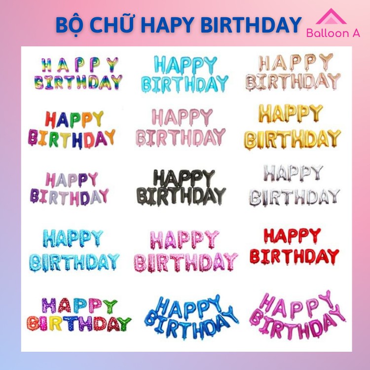 Bóng chữ Happy Birthday, bóng chữ sinh nhật HPBD