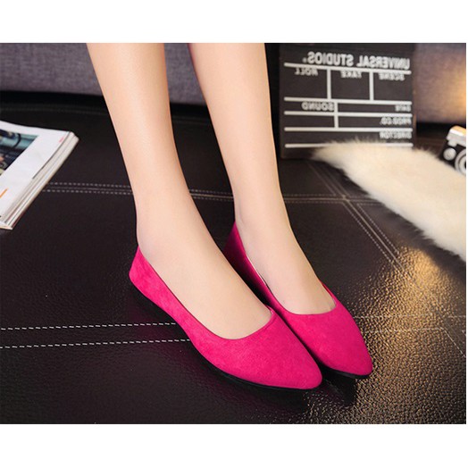 Giày búp bê màu trơn chất da lộn dễ thương nữ tính | BigBuy360 - bigbuy360.vn